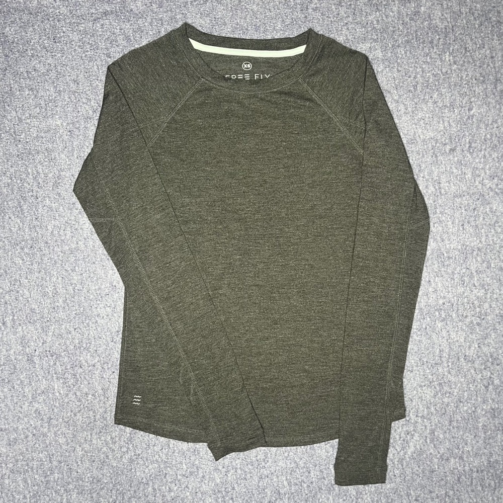 Free Fly Mens Bamboo Long Sleeve Shirt XS Gray Heather Thumbhole Active